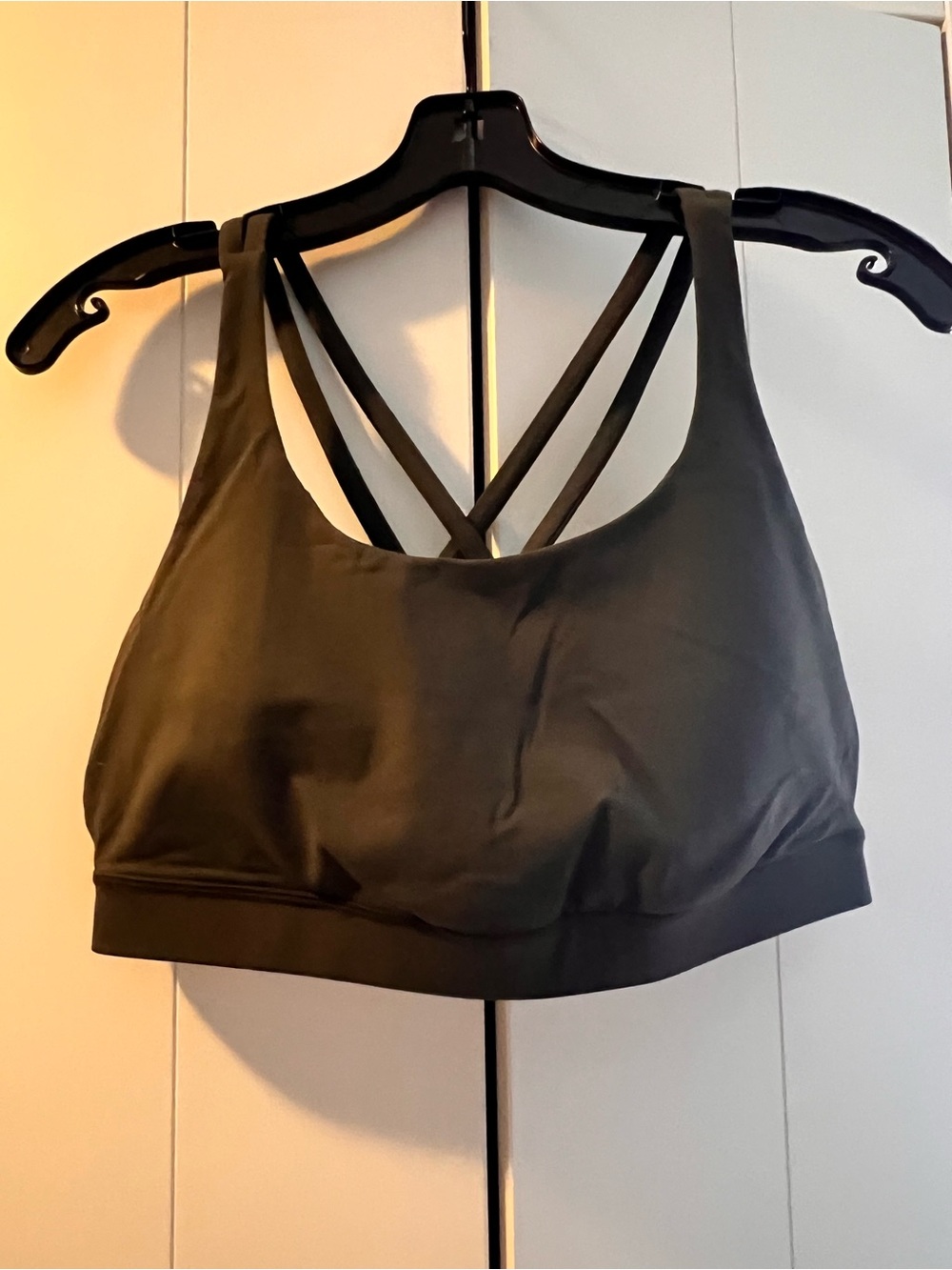 Like new! Lululemon Energy Bra, dark olive green, sz 12